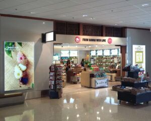 snap front Premium LED Light Boxes and Fabric Frameless Backlit LED Light Boxes in a DFS store