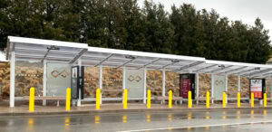 DSA signage installation at a bus stop.
