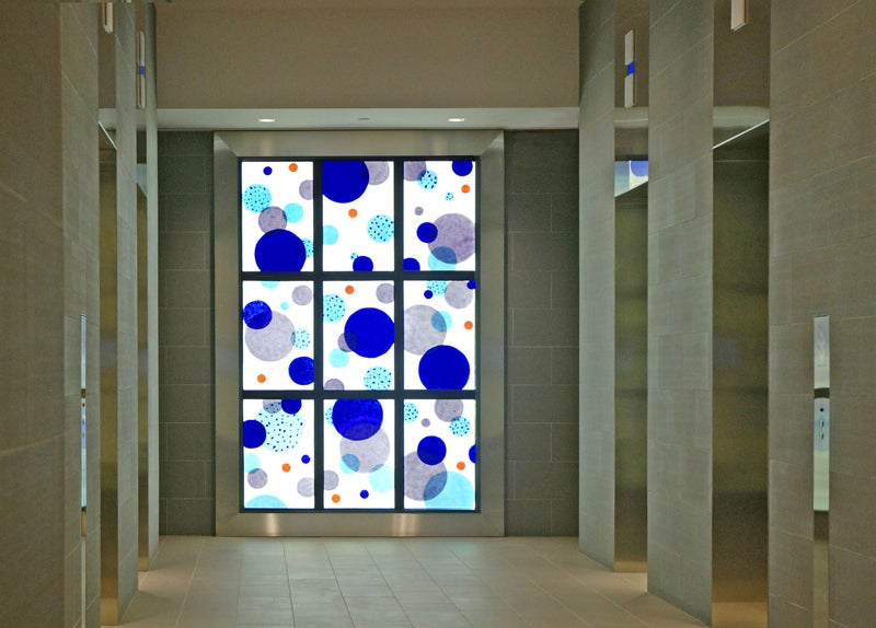 Commercial Lobby Art Glass Project Illuminated by DSA LED Light Panels