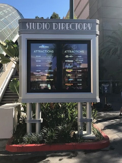 DSA Digital directory sign at Universal Studios